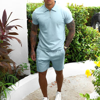 Trendy Two-Piece Men's Summer Set – Lucian-Light blue-S-State of Style