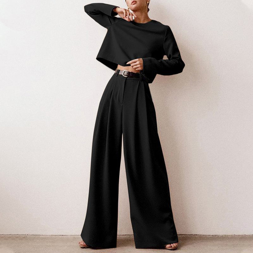 Trendy Two-Piece Palazzo Set - Amara-Black-S-State of Style