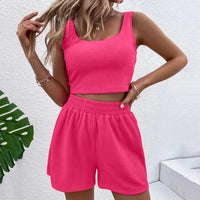 Trendy Two-Piece Summer Set for Women with Shorts & Croptop – Livia-Pink-S-State of Style