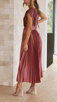 Trendy V-Neck Dress with Tie Closure - Isabella-Olive-S-State of Style