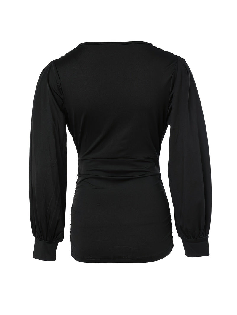 Trendy V-Neck Top with Charming Ruffles - Elise-Khaki-S-State of Style