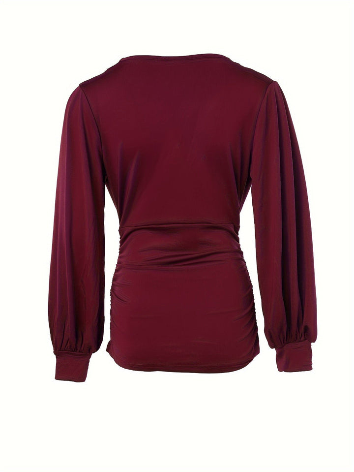 Trendy V-Neck Top with Charming Ruffles - Elise-Khaki-S-State of Style