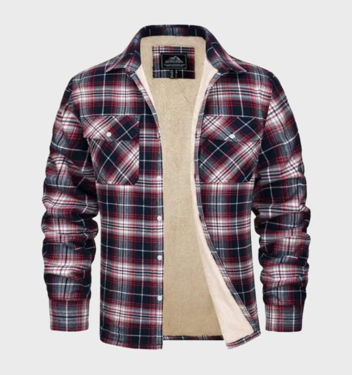 Trendy Vintage-Style Flannel Men’s Jacket - Liam-S-Red-State of Style