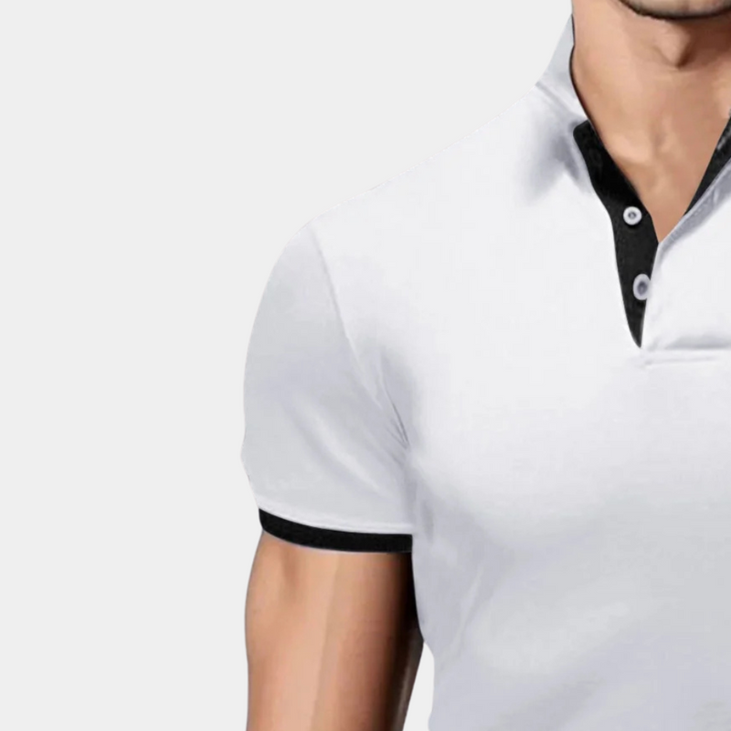 Trendy White Men's Polo - Tiberius-S-State of Style