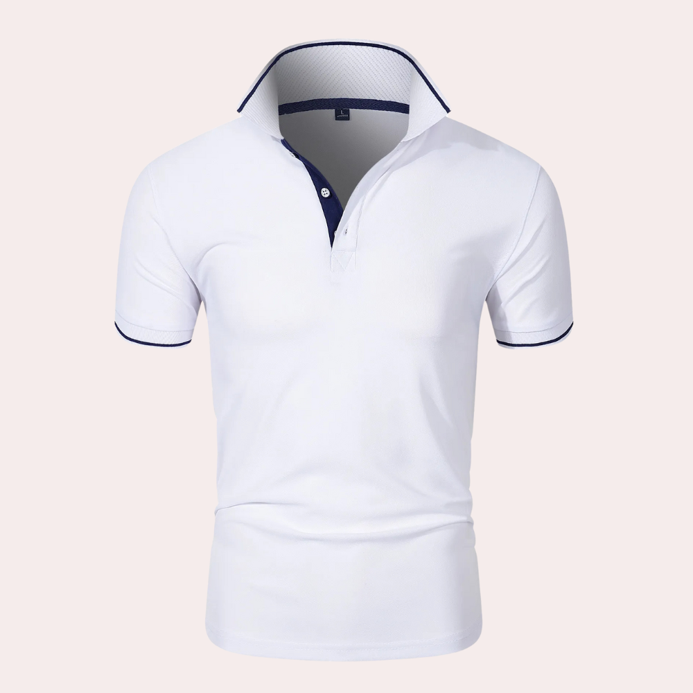 Trendy White Men's Polo - Tiberius-S-State of Style
