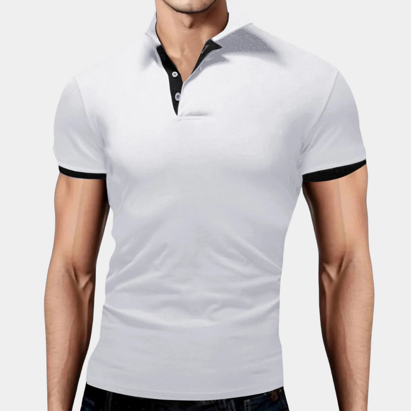 Trendy White Men's Polo - Tiberius-S-State of Style