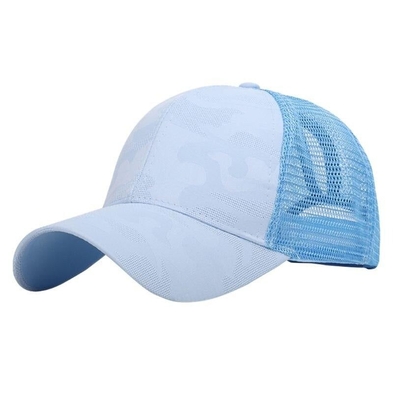 Trendy women's baseball cap with ponytail hole & Velcro closure – Leona (1+1 FREE)-Blue-State of Style