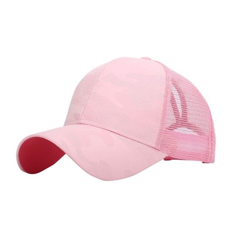 Trendy women's baseball cap with ponytail hole & Velcro closure – Leona (1+1 FREE)-Pink-State of Style