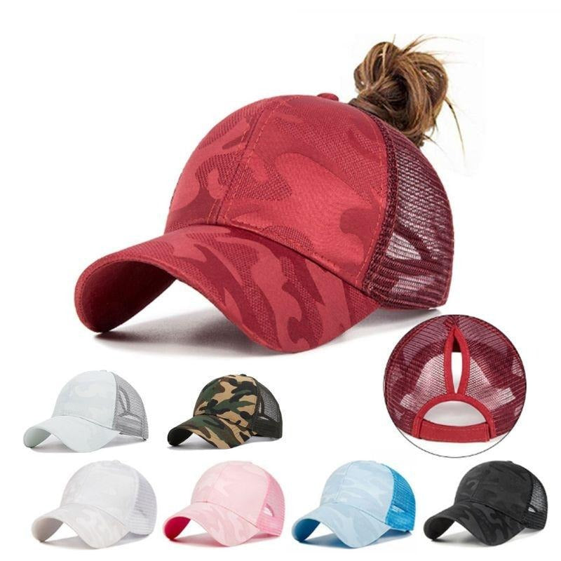 Trendy women's baseball cap with ponytail hole & Velcro closure – Leona (1+1 FREE)-Pink-State of Style