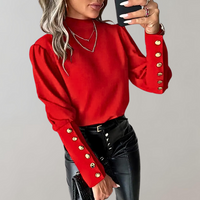 Trendy Women's Blouse with Lace - Clara-Red-S-State of Style