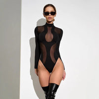 Trendy women's bodysuit with cut-outs and mesh inserts – Nayeli-L-State of Style