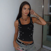 Trendy women's crop top with embellishment and figure-hugging cut – Liora-White-M-State of Style