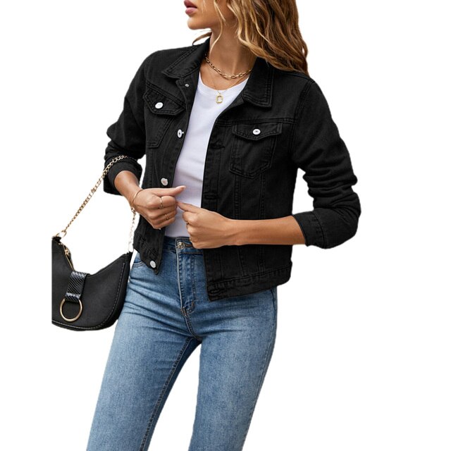 Trendy Women's Denim Jacket with Comfortable Fit – Malina-Black-S-State of Style