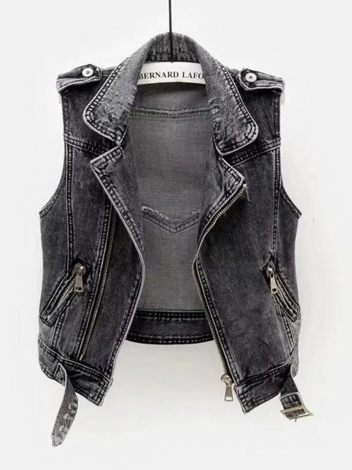 Trendy Women's Denim Vest - Nova-S-State of Style