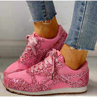 Trendy Women's Glitter Sneakers - Miranda-Pink-5-State of Style