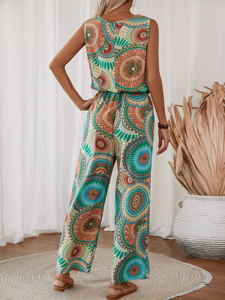 Trendy women's jumpsuit with mandala print for summer - BohoStrahl-S-State of Style