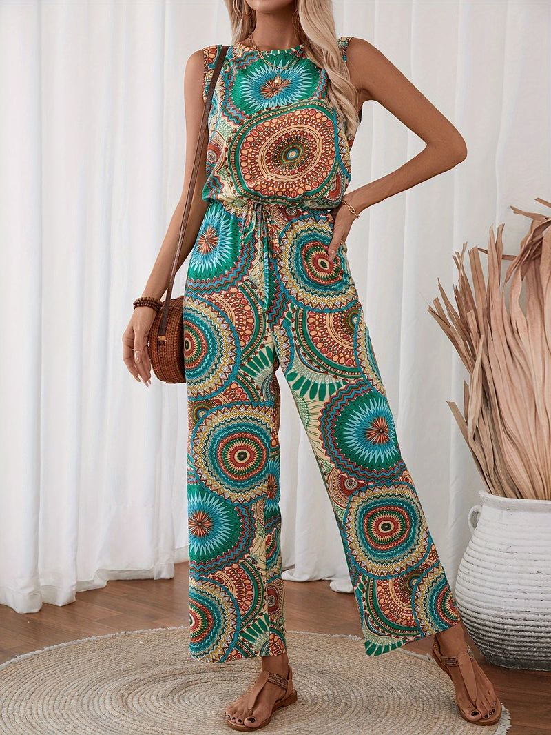 Trendy women's jumpsuit with mandala print for summer - BohoStrahl-S-State of Style