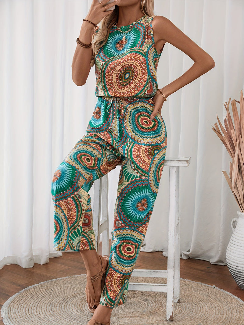 Trendy women's jumpsuit with mandala print for summer - BohoStrahl-S-State of Style