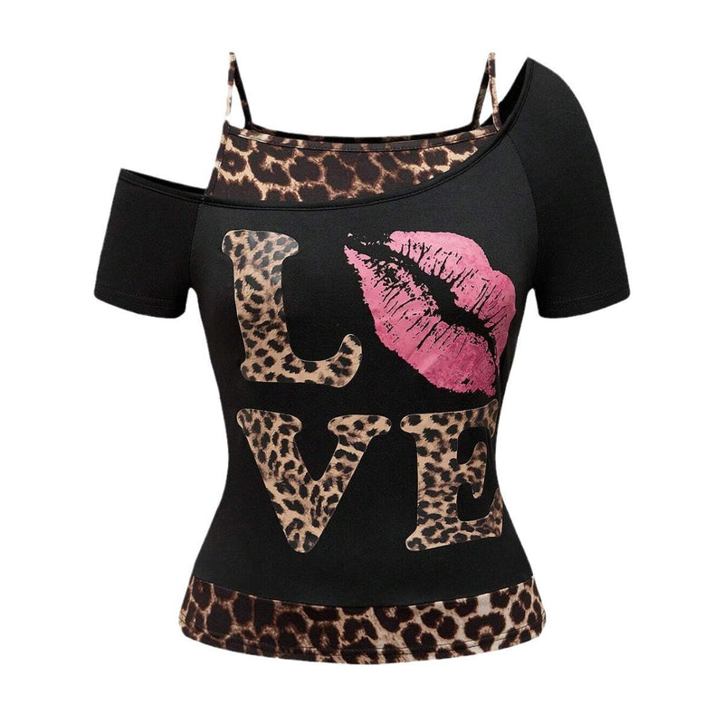 Trendy Women's Off-Shoulder Shirt with Leopard Print - Zaria-L-State of Style