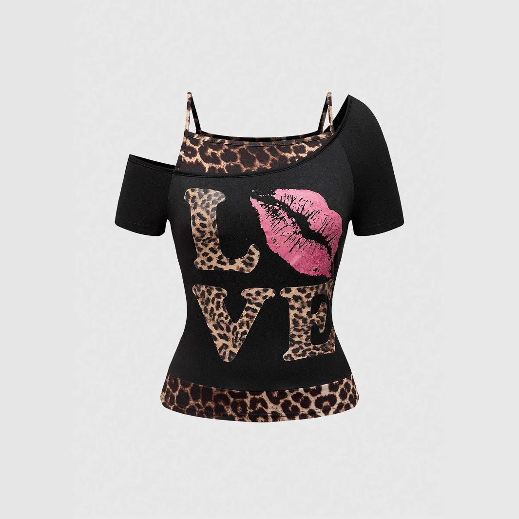 Trendy Women's Off-Shoulder Shirt with Leopard Print - Zaria-L-State of Style