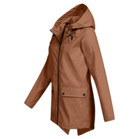 Trendy Women's Rain Jacket with Hood - Liora-Beige-S-State of Style