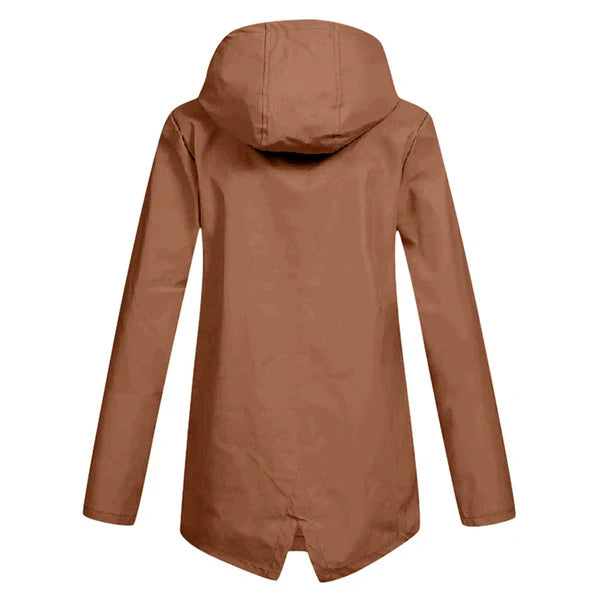 Trendy Women's Rain Jacket with Hood - Liora-Beige-S-State of Style