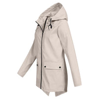 Trendy Women's Rain Jacket with Hood - Liora-Beige-S-State of Style