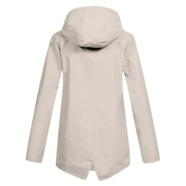 Trendy Women's Rain Jacket with Hood - Liora-Beige-S-State of Style