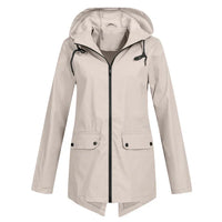 Trendy Women's Rain Jacket with Hood - Liora-Beige-S-State of Style