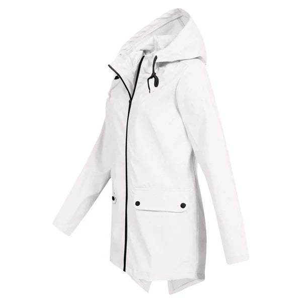 Trendy Women's Rain Jacket with Hood - Liora-Beige-S-State of Style