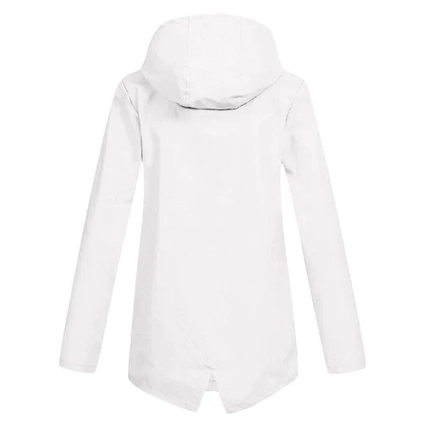 Trendy Women's Rain Jacket with Hood - Liora-Beige-S-State of Style
