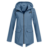 Trendy Women's Rain Jacket with Hood - Liora-Blue-S-State of Style