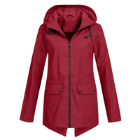 Trendy Women's Rain Jacket with Hood - Liora-Bordeaux red-S-State of Style