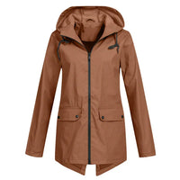 Trendy Women's Rain Jacket with Hood - Liora-Coffee-S-State of Style