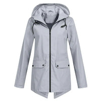 Trendy Women's Rain Jacket with Hood - Liora-Grey-S-State of Style
