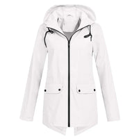 Trendy Women's Rain Jacket with Hood - Liora-White-S-State of Style