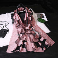 Trendy women's silk scarf with floral pattern and cut-out design – Fiora (1+1 FREE)-Gray-State of Style