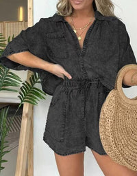 Trendy Women's Summer Top with Short Sleeves – Isabelle-Black-S-State of Style