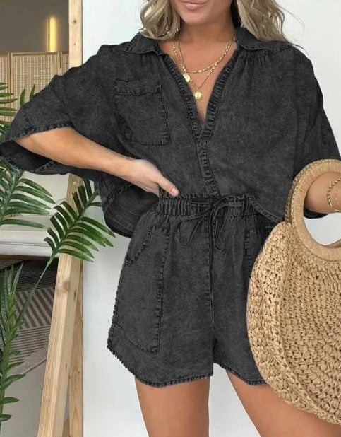 Trendy Women's Summer Top with Short Sleeves – Isabelle-Black-S-State of Style