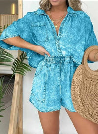 Trendy Women's Summer Top with Short Sleeves – Isabelle-Blue-S-State of Style