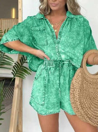 Trendy Women's Summer Top with Short Sleeves – Isabelle-Green-S-State of Style