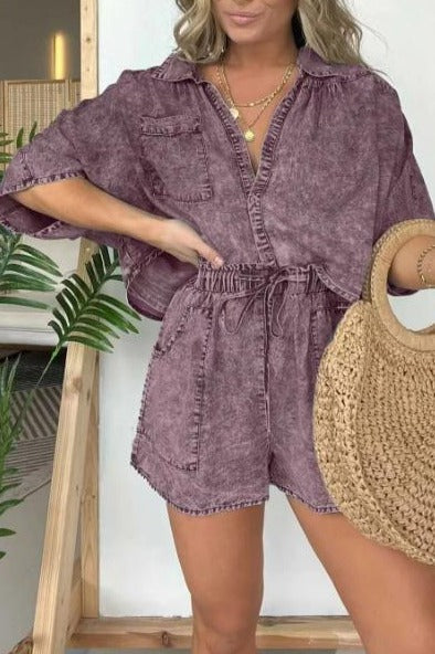 Trendy Women's Summer Top with Short Sleeves – Isabelle-Purple-S-State of Style