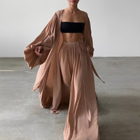 Trendy Women's Summer Two-Piece Set with Top & Trousers - Noelle-Brown-S-State of Style