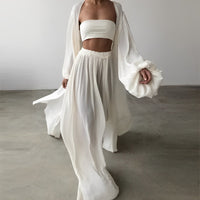Trendy Women's Summer Two-Piece Set with Top & Trousers - Noelle-White-S-State of Style