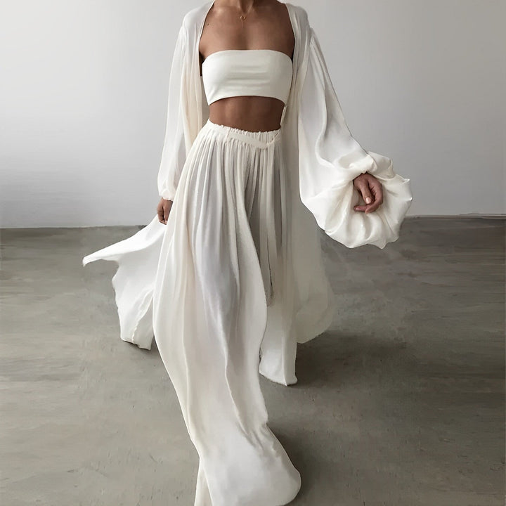 Trendy Women's Summer Two-Piece Set with Top & Trousers - Noelle-White-S-State of Style