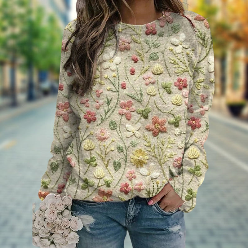 Trendy Women's Sweater with Flower Print - Ava-S-State of Style