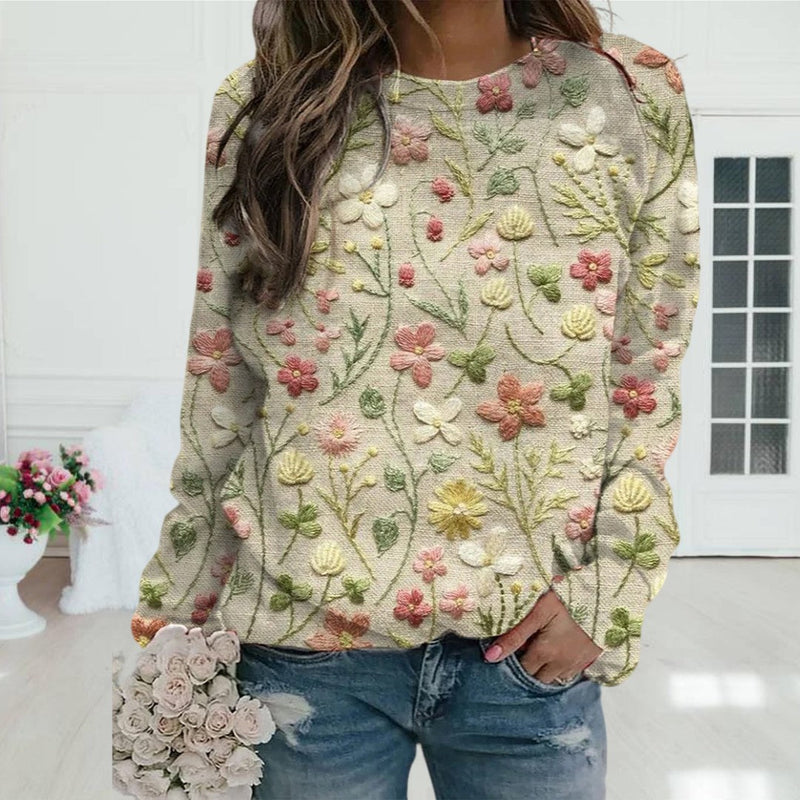 Trendy Women's Sweater with Flower Print - Ava-S-State of Style