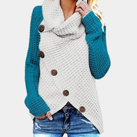 Trendy Women's Sweater with Unique Asymmetrical Knot Detail - Faye-Blue-XS-State of Style