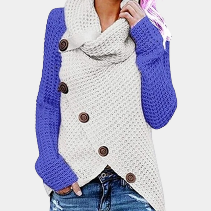 Trendy Women's Sweater with Unique Asymmetrical Knot Detail - Faye-Denim blue-XS-State of Style