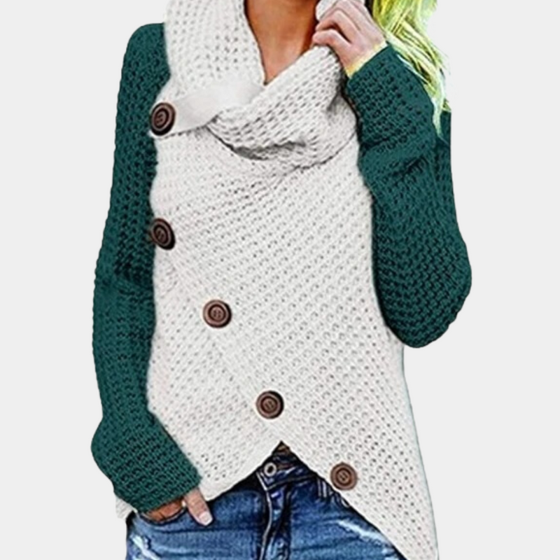 Trendy Women's Sweater with Unique Asymmetrical Knot Detail - Faye-Green-XS-State of Style